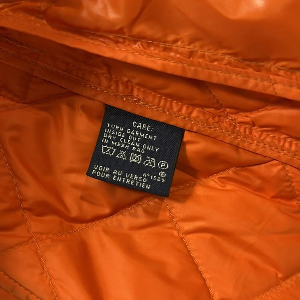 Ralph Lauren Sport Vintage Orange Puffer Vest Size Medium Feather Down F… - Picture 10 of 10
